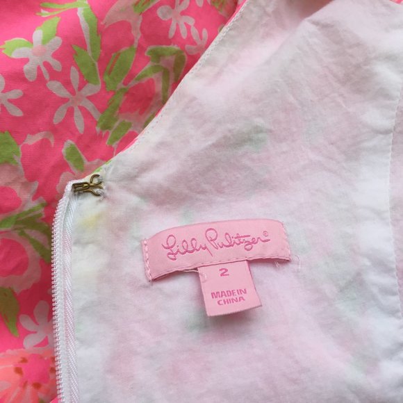Lilly Pulitzer Dress 2 Freja Fiesta Pink Keyhole Pocket Swing Skirt Retired - Picture 6 of 6